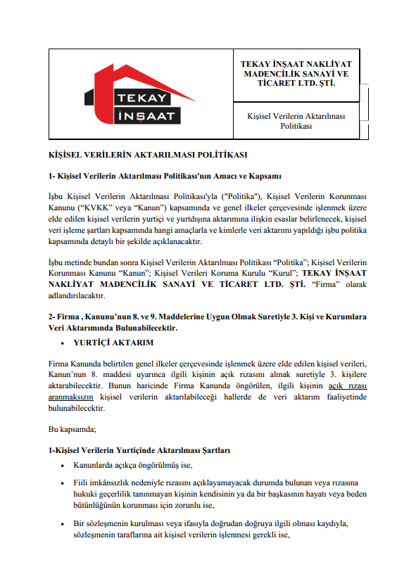 Tekay İnşaat belge 5